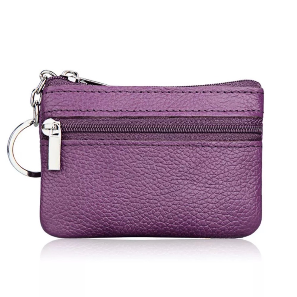 Sold///New Purple Leather Coun Purse with Keyring